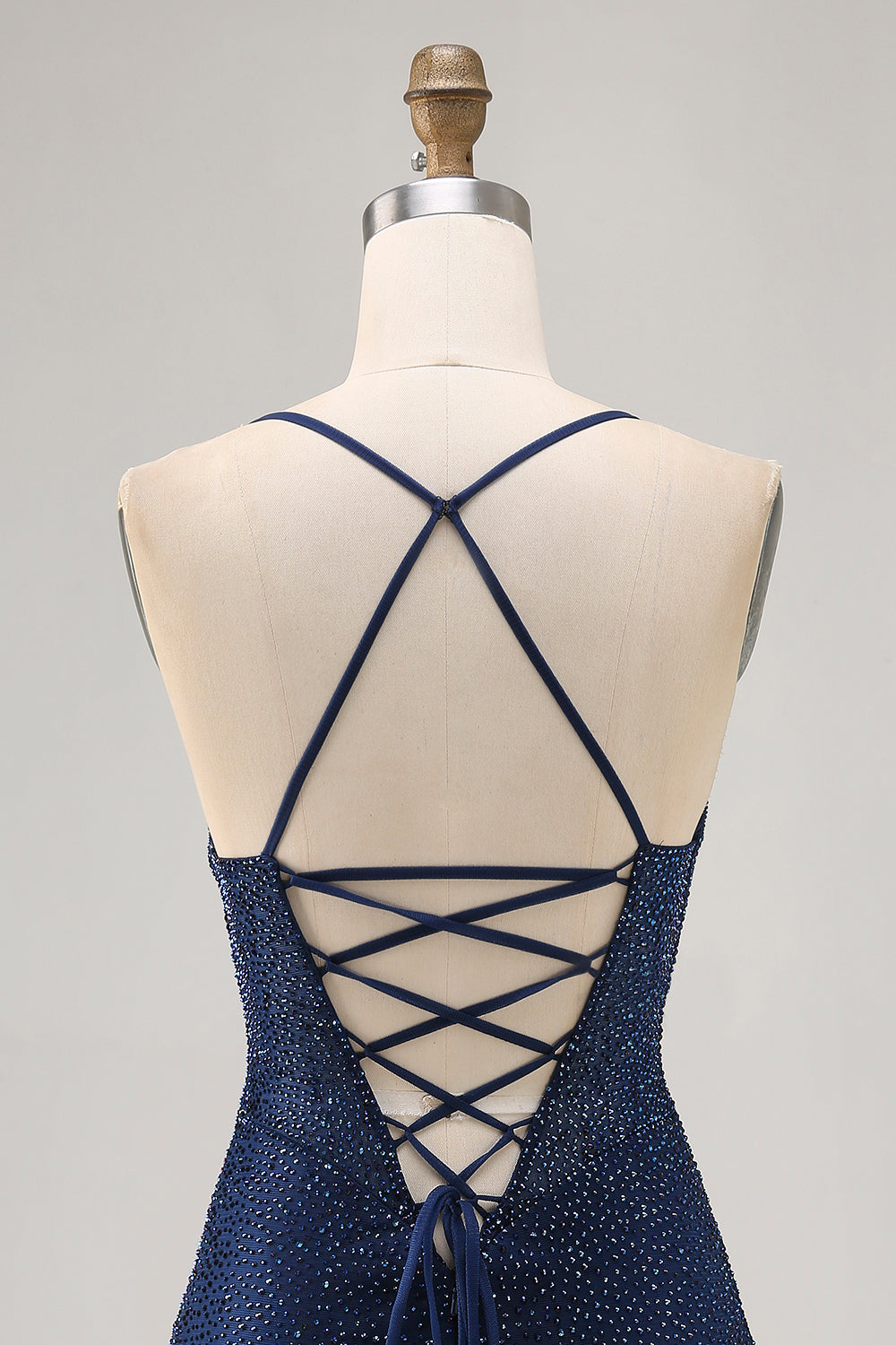 Dark Blue Tight Short Sparkly Beaded Homecoming Dress