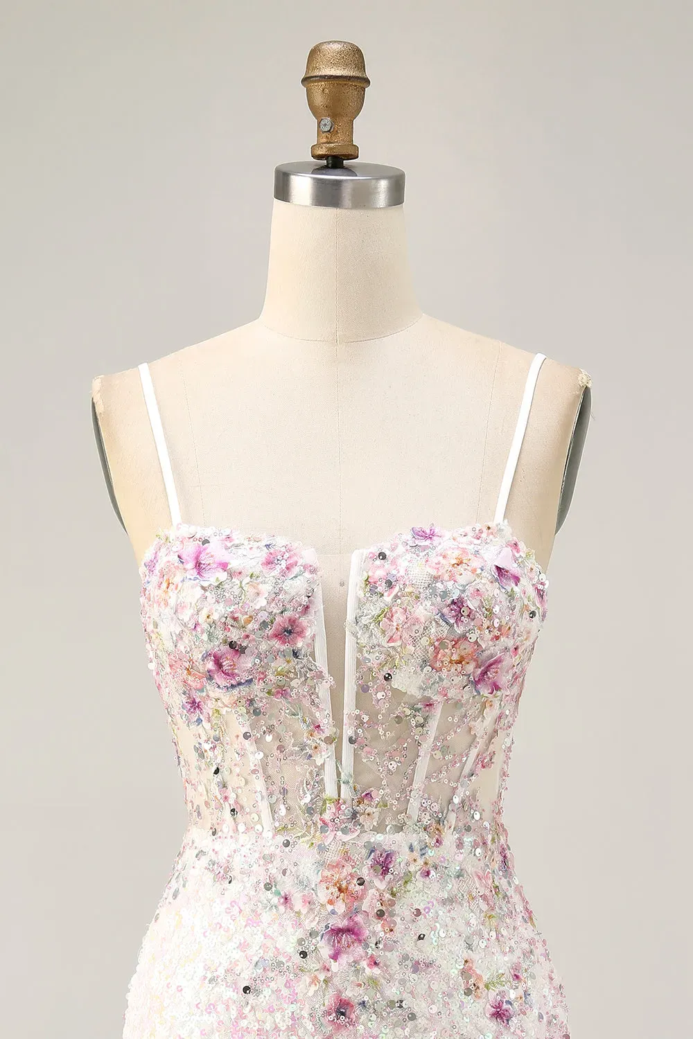 Black Floral Corset Tight Short Sparkly Sequins Homecoming Dress with Applique