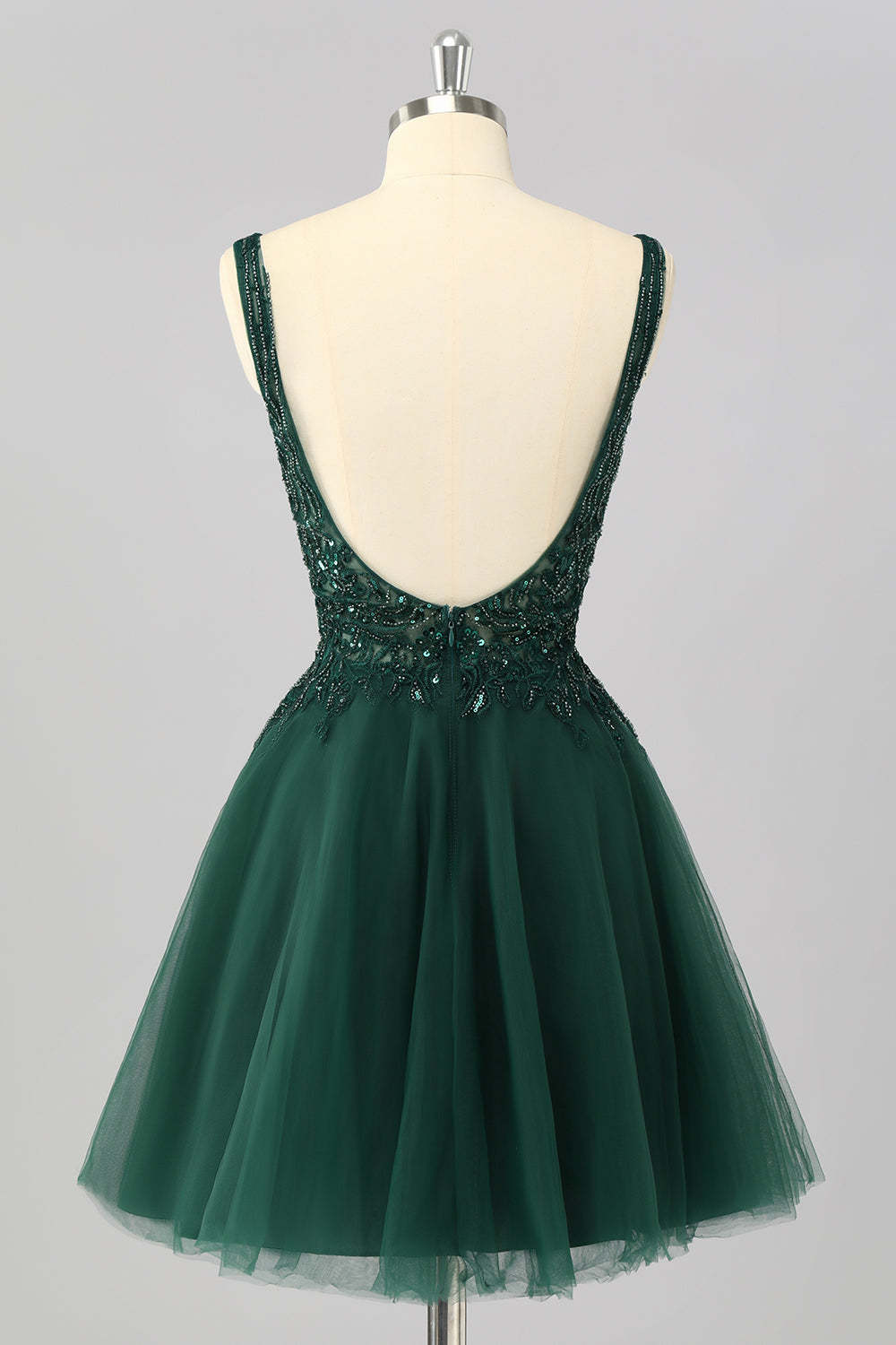 Sparkly Short Dark Green A Line Homecoming Dress with Beading