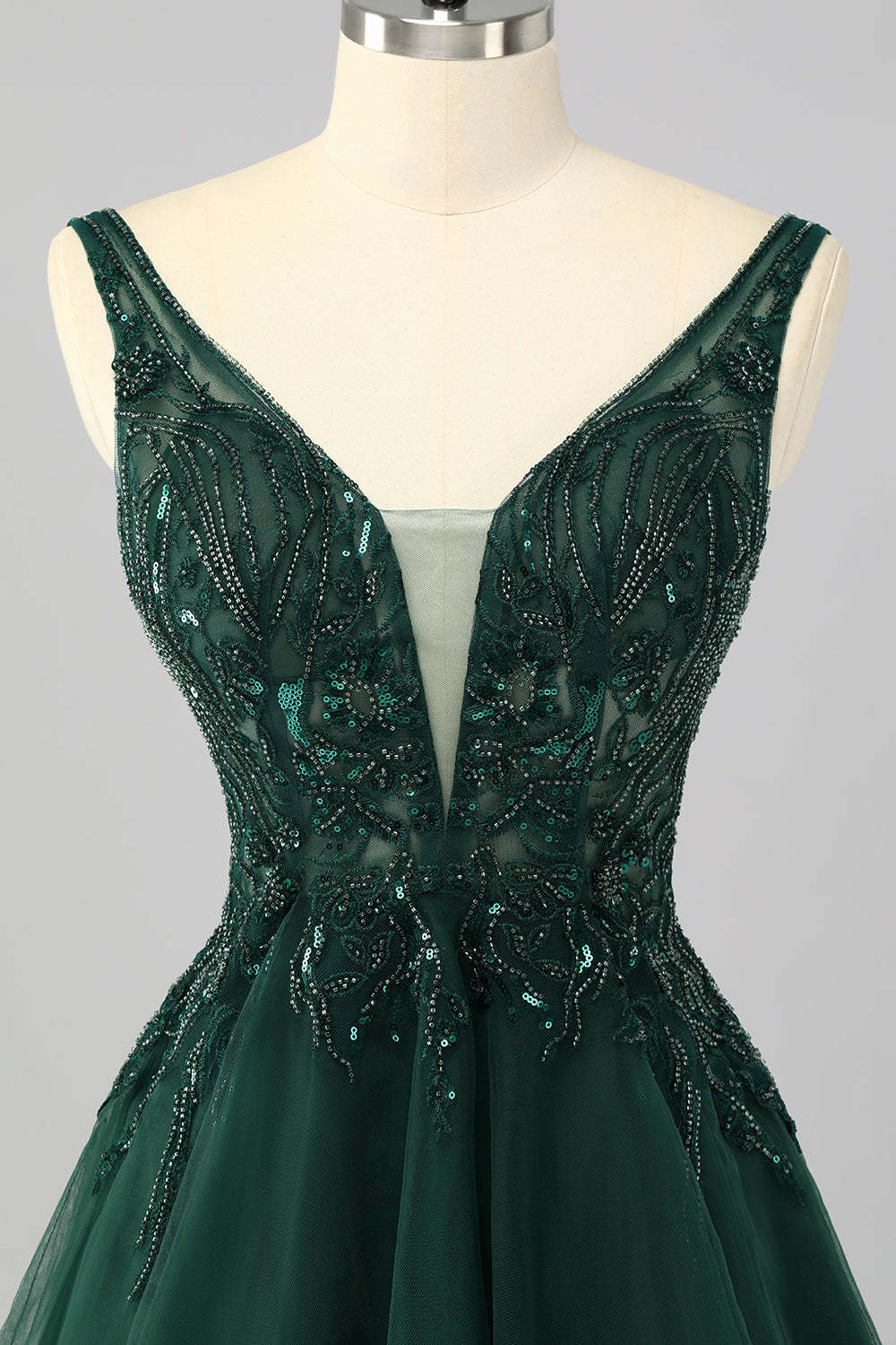 Sparkly Short Dark Green A Line Homecoming Dress with Beading