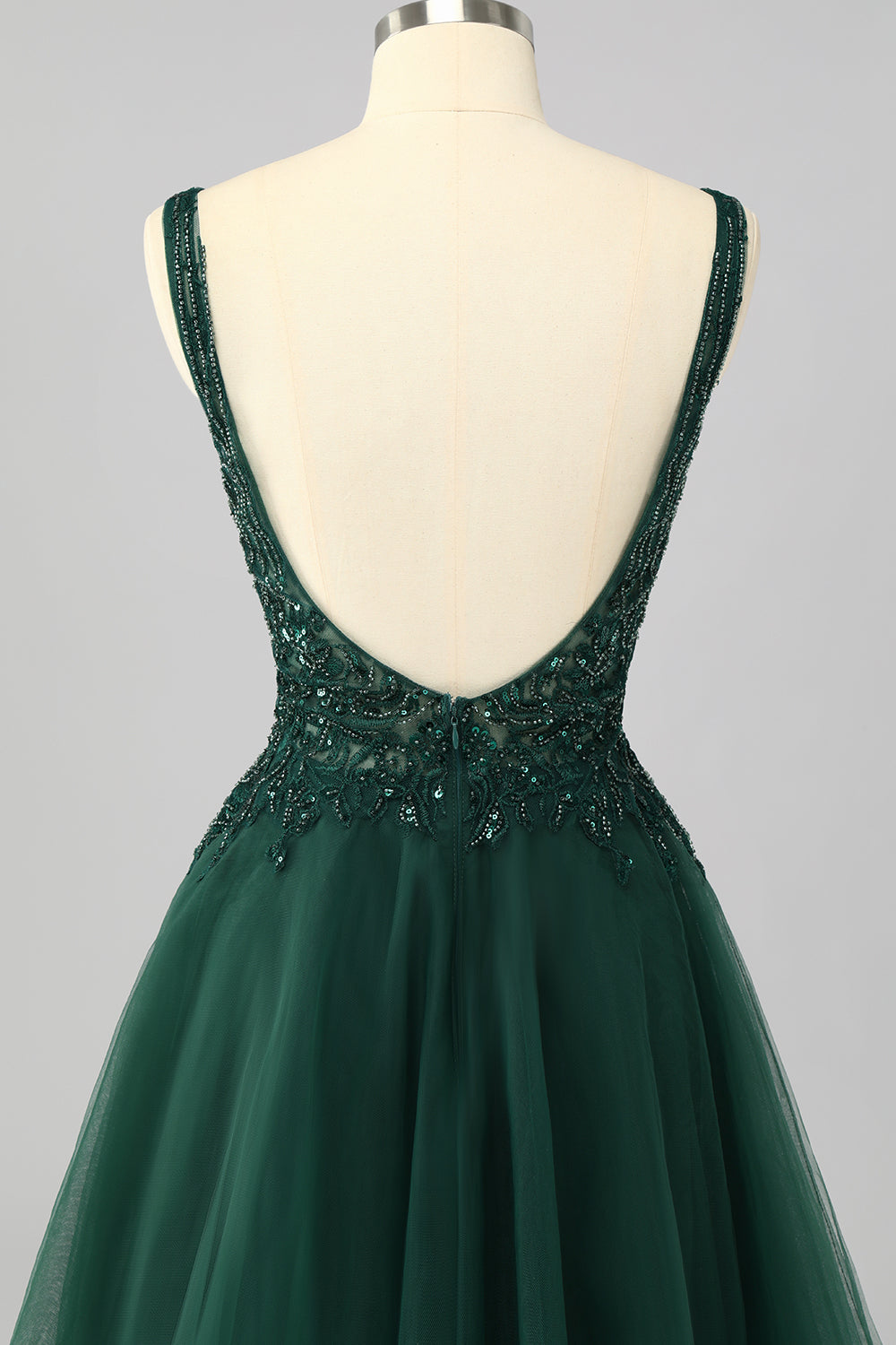 Sparkly Short Dark Green A Line Homecoming Dress with Beading