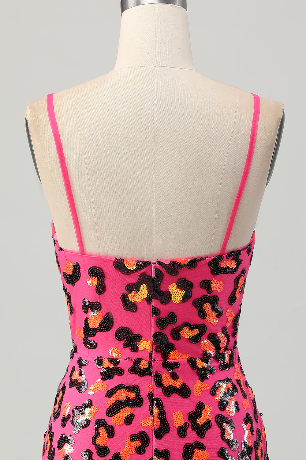 Sparkly Fuchsia Leopard Sequined Tight Short Homecoming Dress