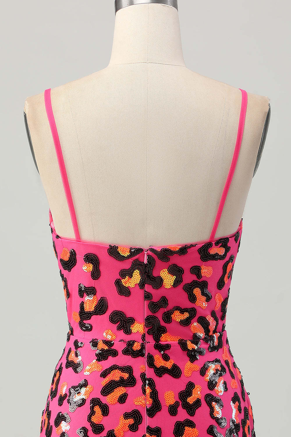 Sparkly Fuchsia Leopard Sequined Tight Short Homecoming Dress