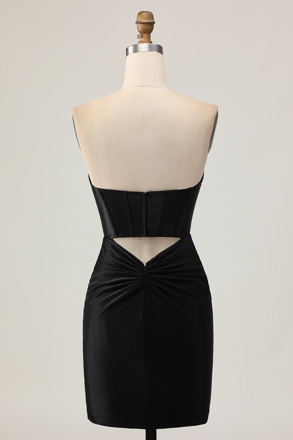 Black Corset Tight Strapless Cut Out Short Homecoming Dress with Beading
