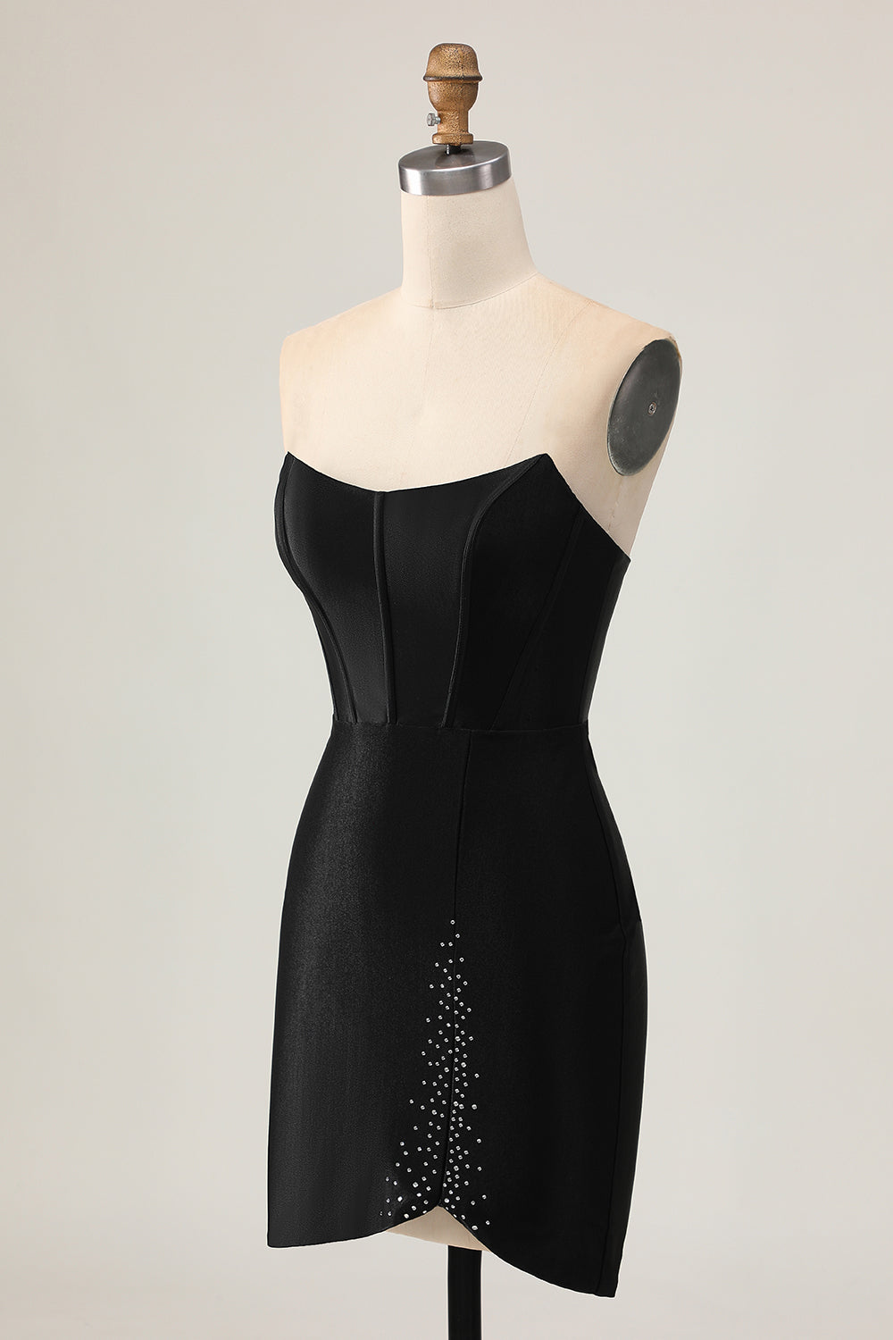 Black Corset Tight Strapless Cut Out Short Homecoming Dress with Beading