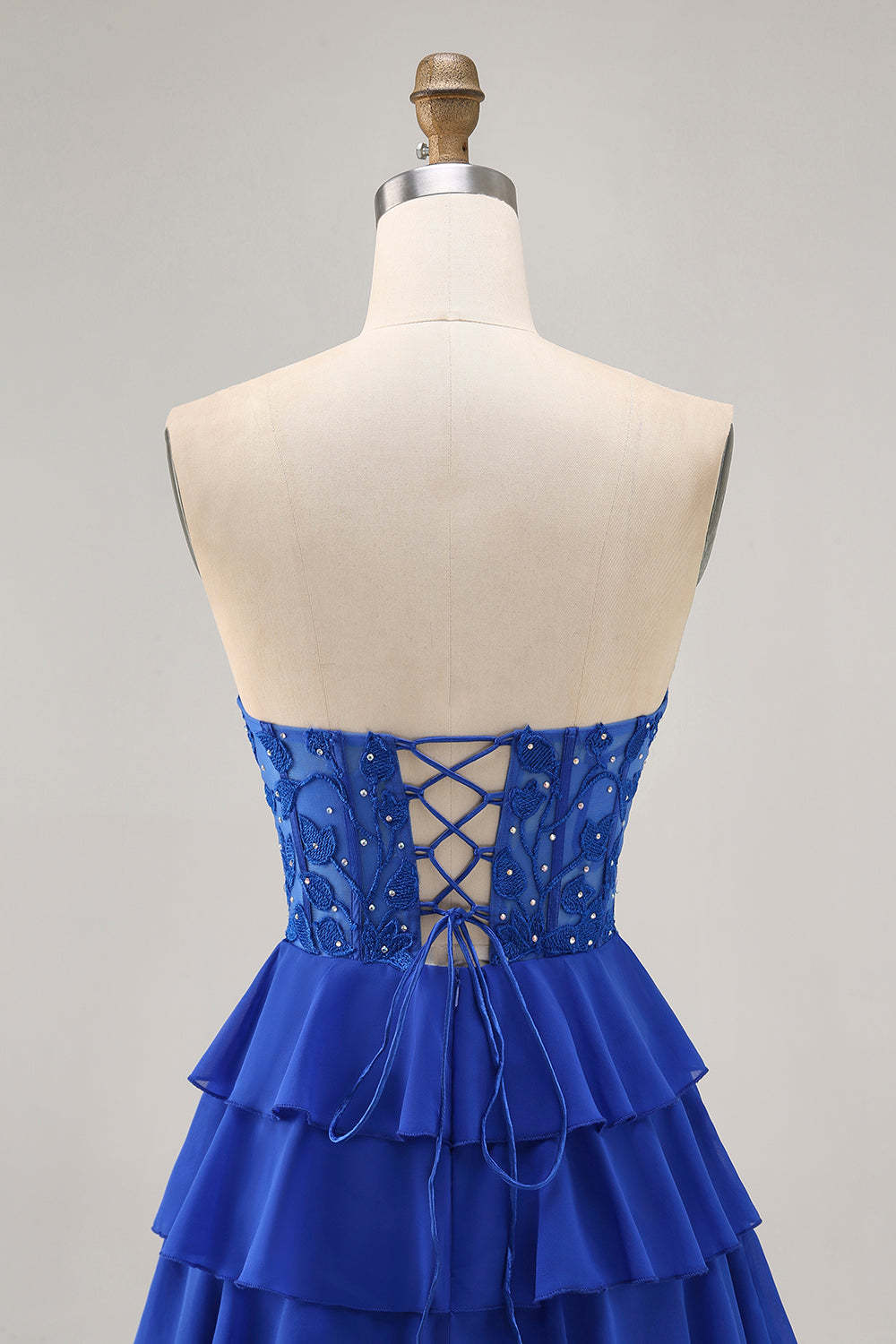 Royal Blue Corset Sweetheart A Line Tiered Short Homecoming Dress