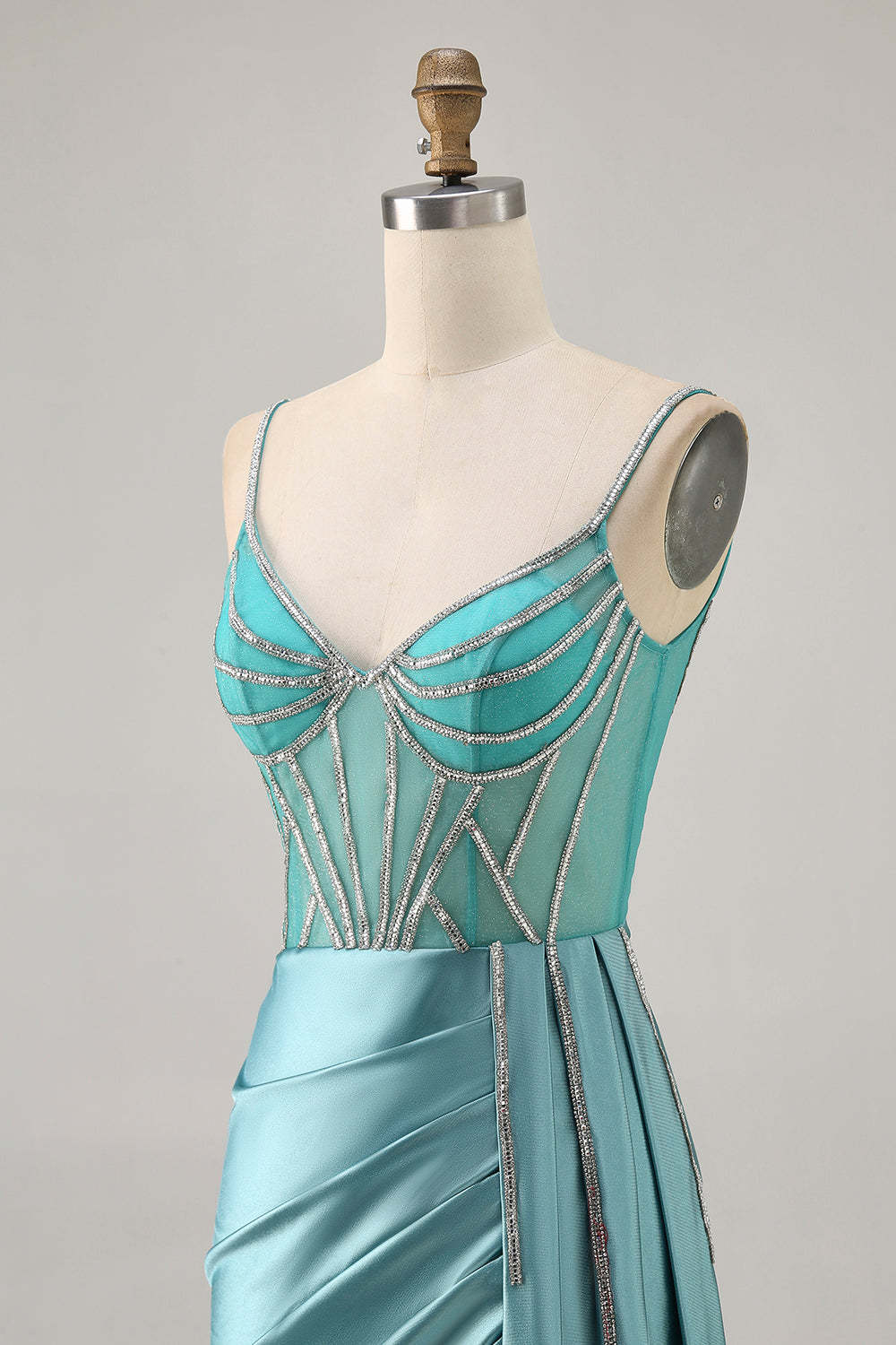 Sparkly Green Tight Satin Corset Short Homecoming Dress with Drape
