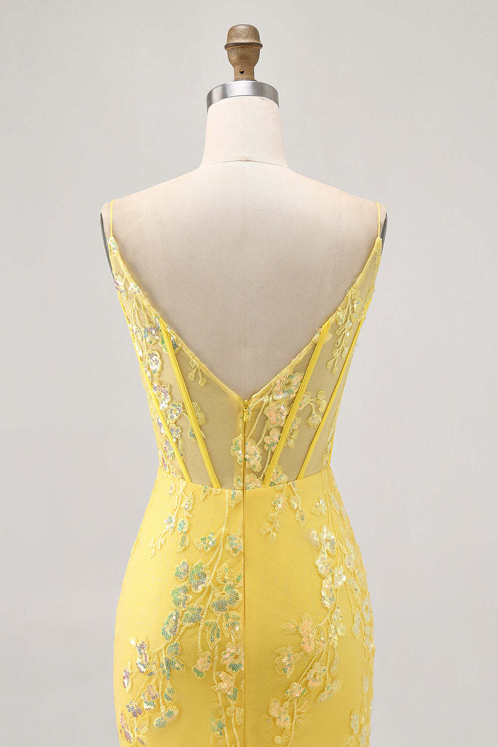 Sparkly Yellow Corset Tight Floral Short Homecoming Dress with Sequins