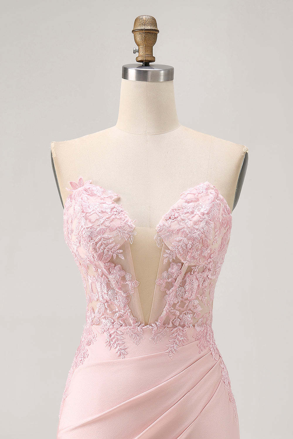 Corset Tight Satin Blush Floral Short Homecoming Dress with Lace