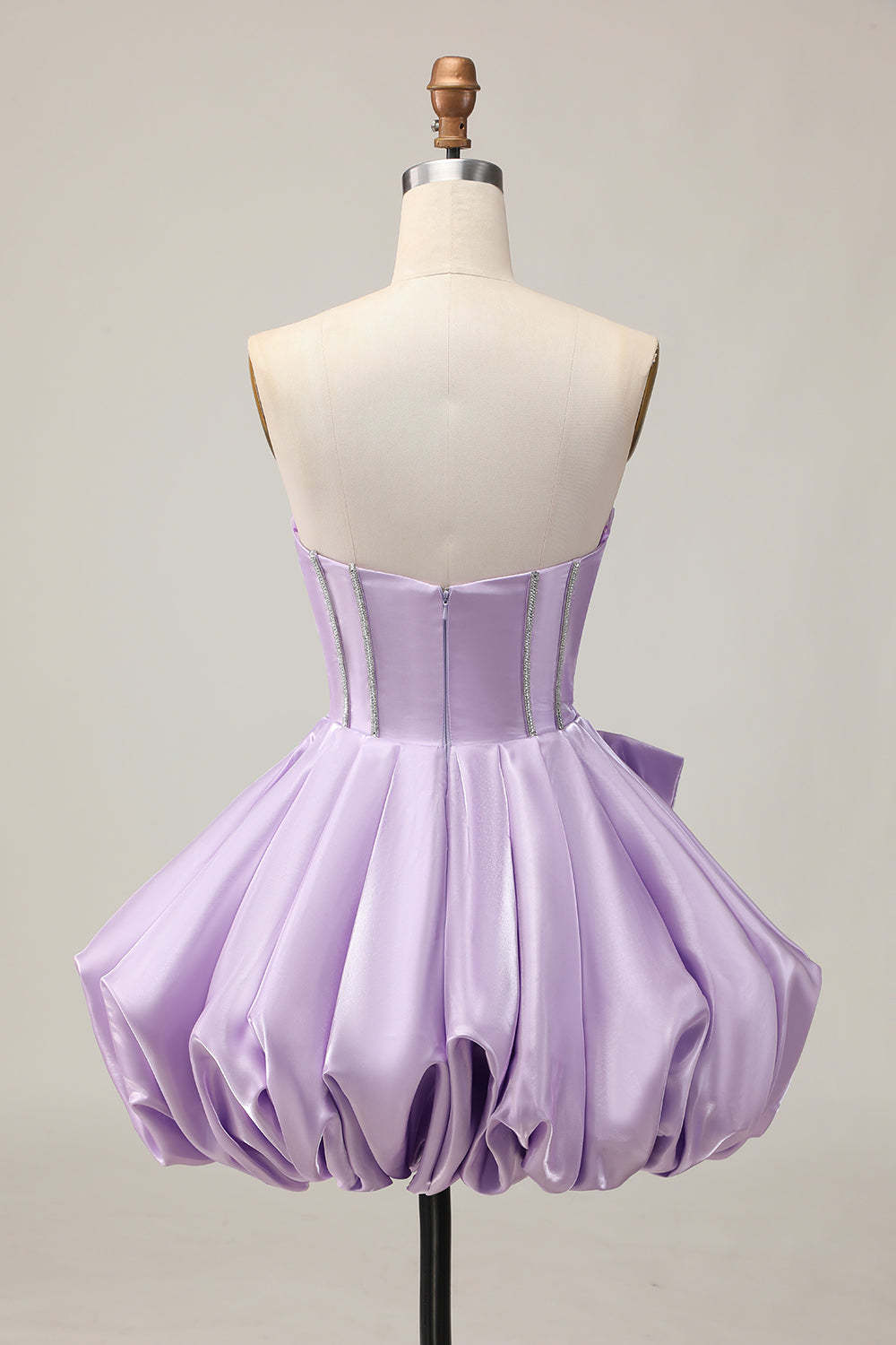 Purple Corset Beaded Sweetheart Sparkly Short Homecoming Dress with Bow