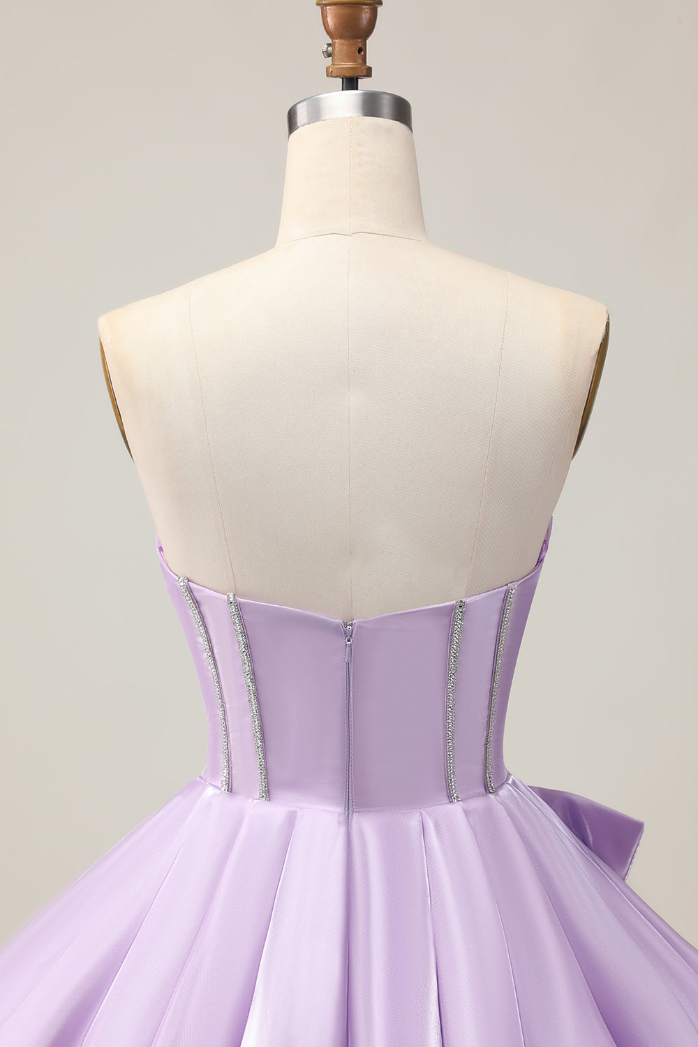 Purple Corset Beaded Sweetheart Sparkly Short Homecoming Dress with Bow