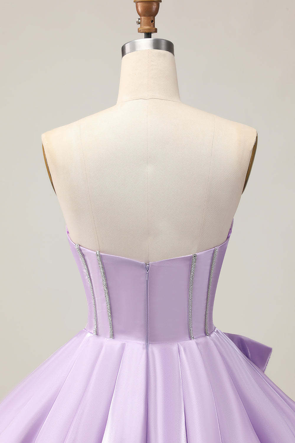 Purple Corset Beaded Sweetheart Sparkly Short Homecoming Dress with Bow