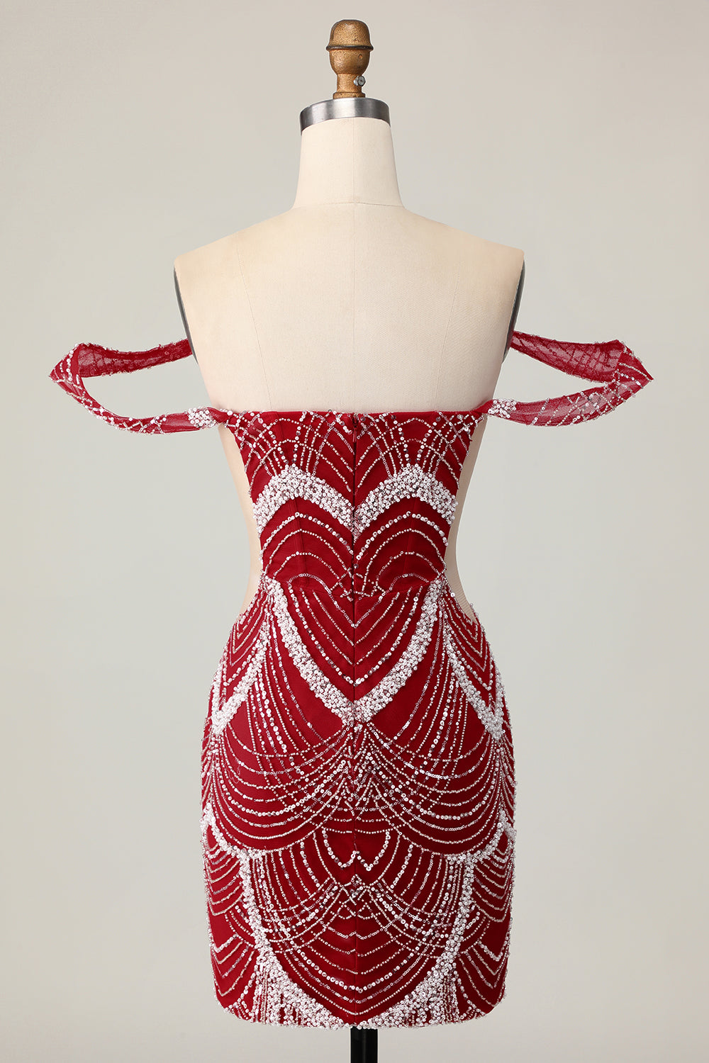 Sparkly Red Off the Shoulder Tight Mini Homecoming Dress with Beading