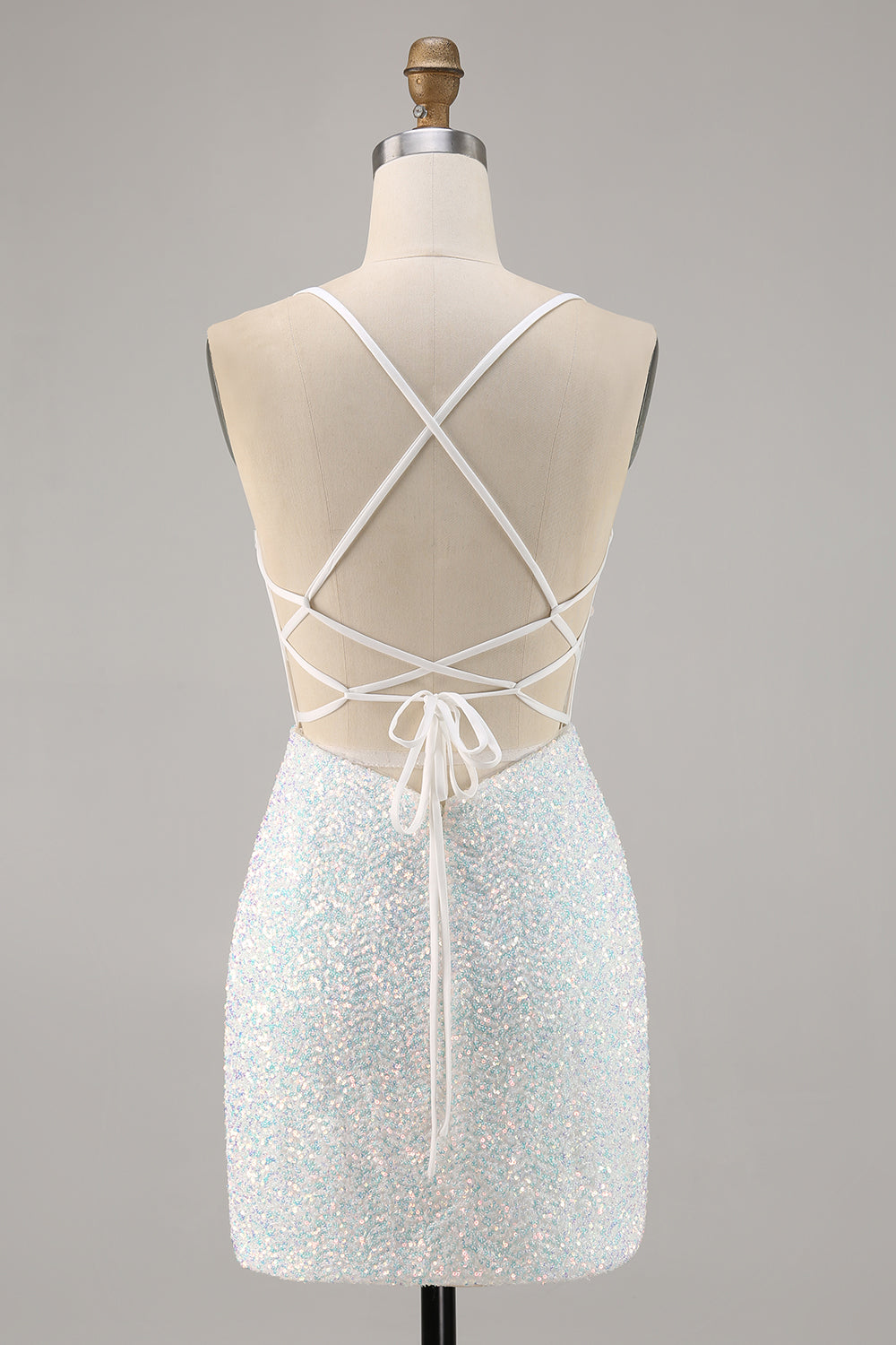 Sparky White Corset Floral Tight Short Homecoming Dress with Sequins