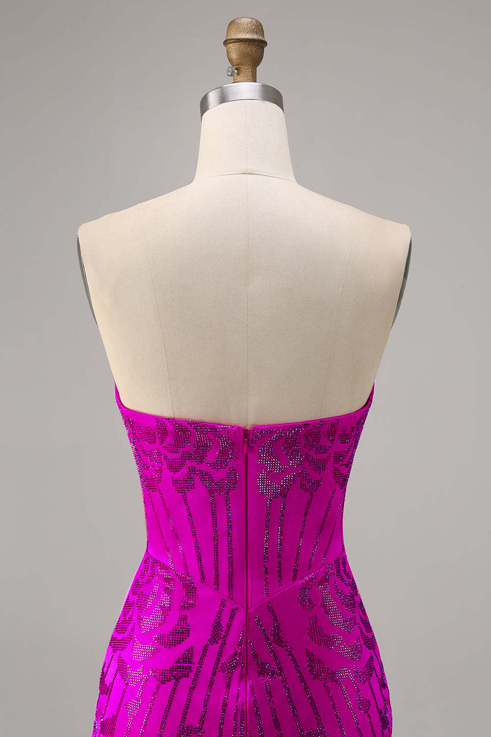 Sparkly Fuchsia Sweetheart Corset Tight Short Homecoming Dress with Rhinestones