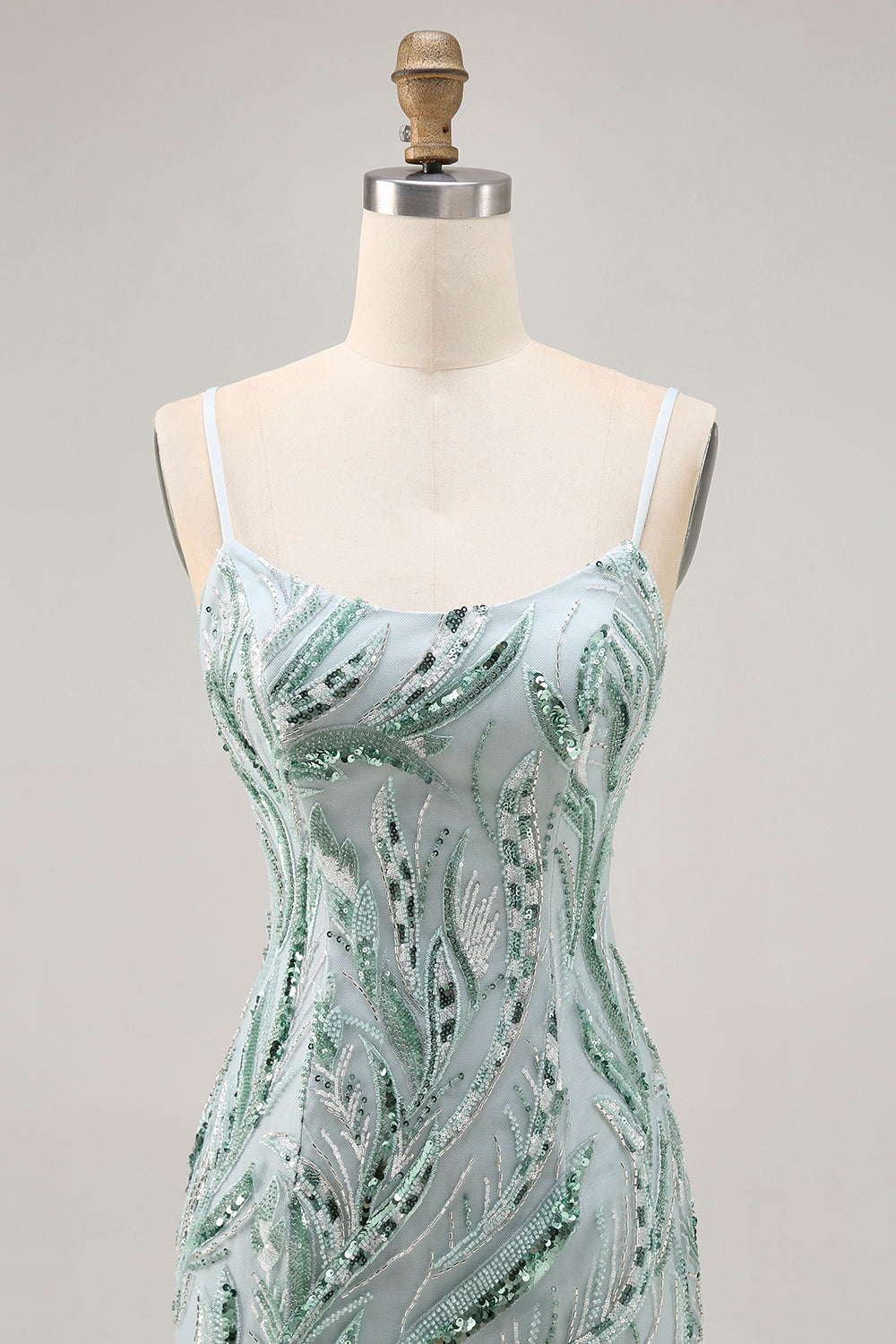 Sparkly Beaded Green Tight Short Homecoming Dress with Sequins