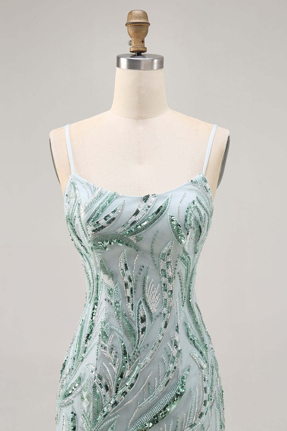 Sparkly Beaded Green Tight Short Homecoming Dress with Sequins