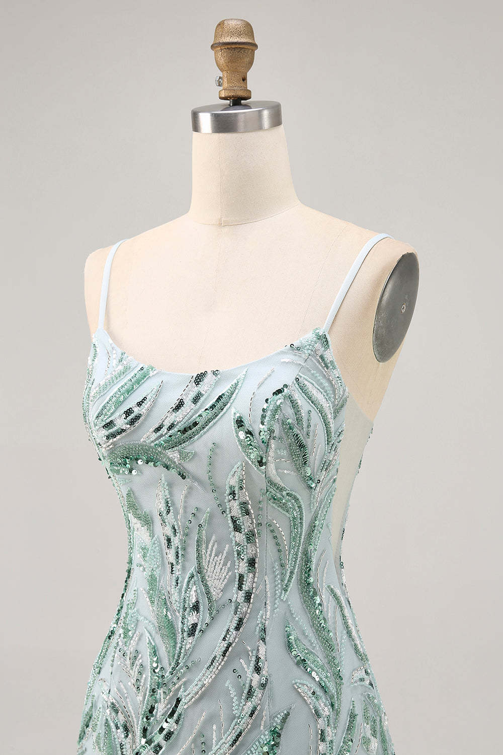 Sparkly Beaded Green Tight Short Homecoming Dress with Sequins