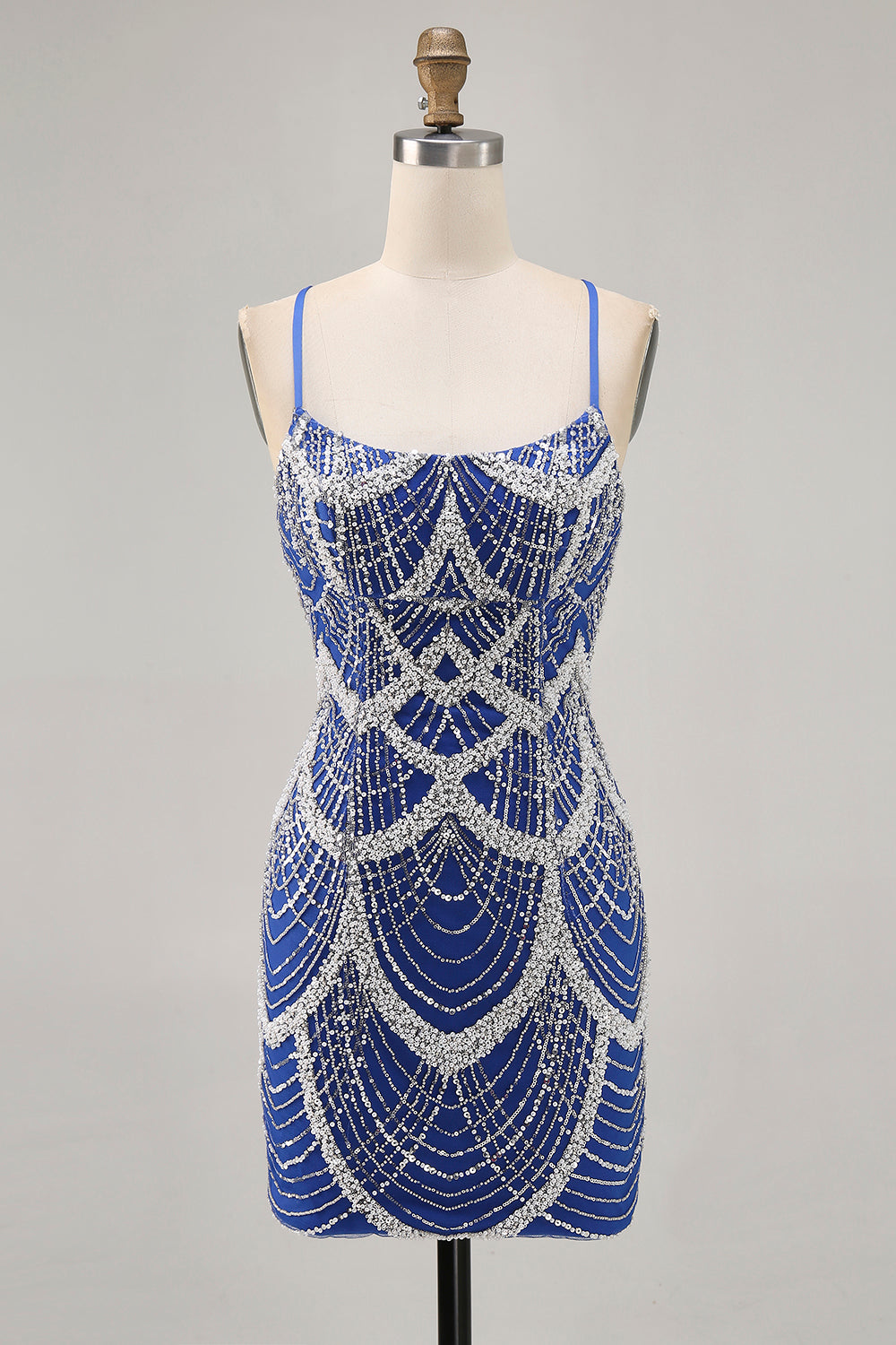 Royal Blue Tight Short Sparkly Homecoming Dress with Beading