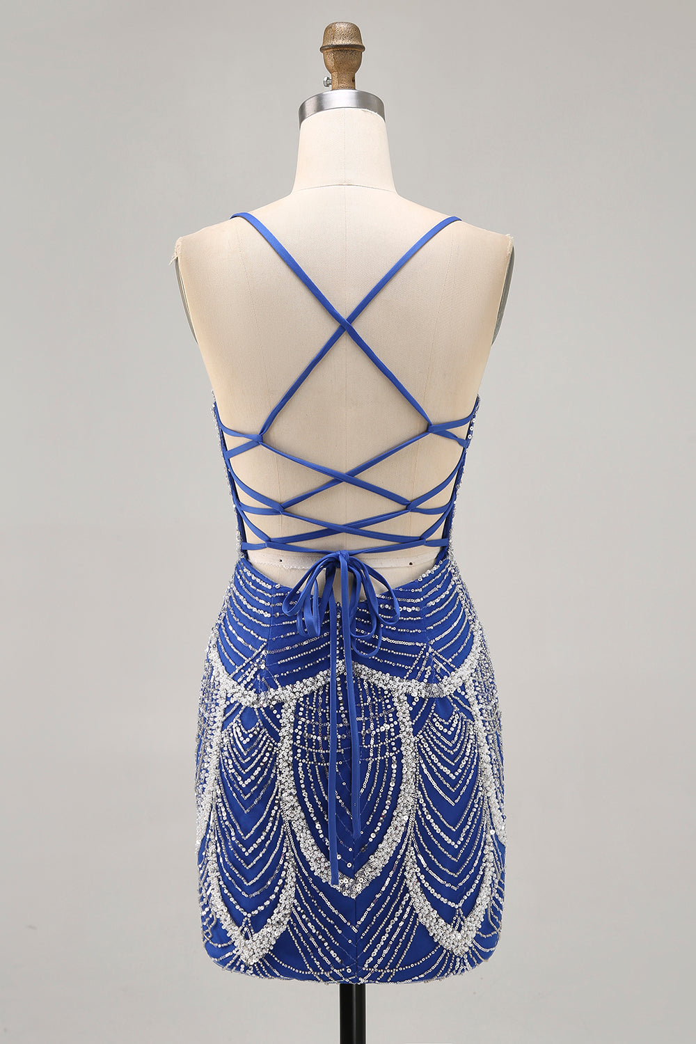 Royal Blue Tight Short Sparkly Homecoming Dress with Beading