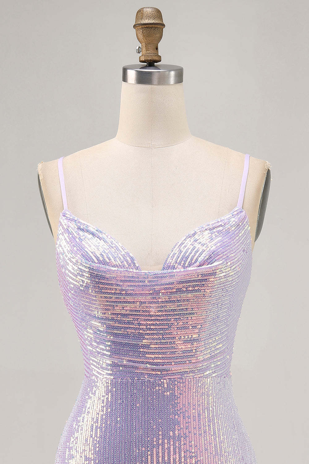 Sparkly Lilac Sequined Tight Backless Short Homecoming Dress