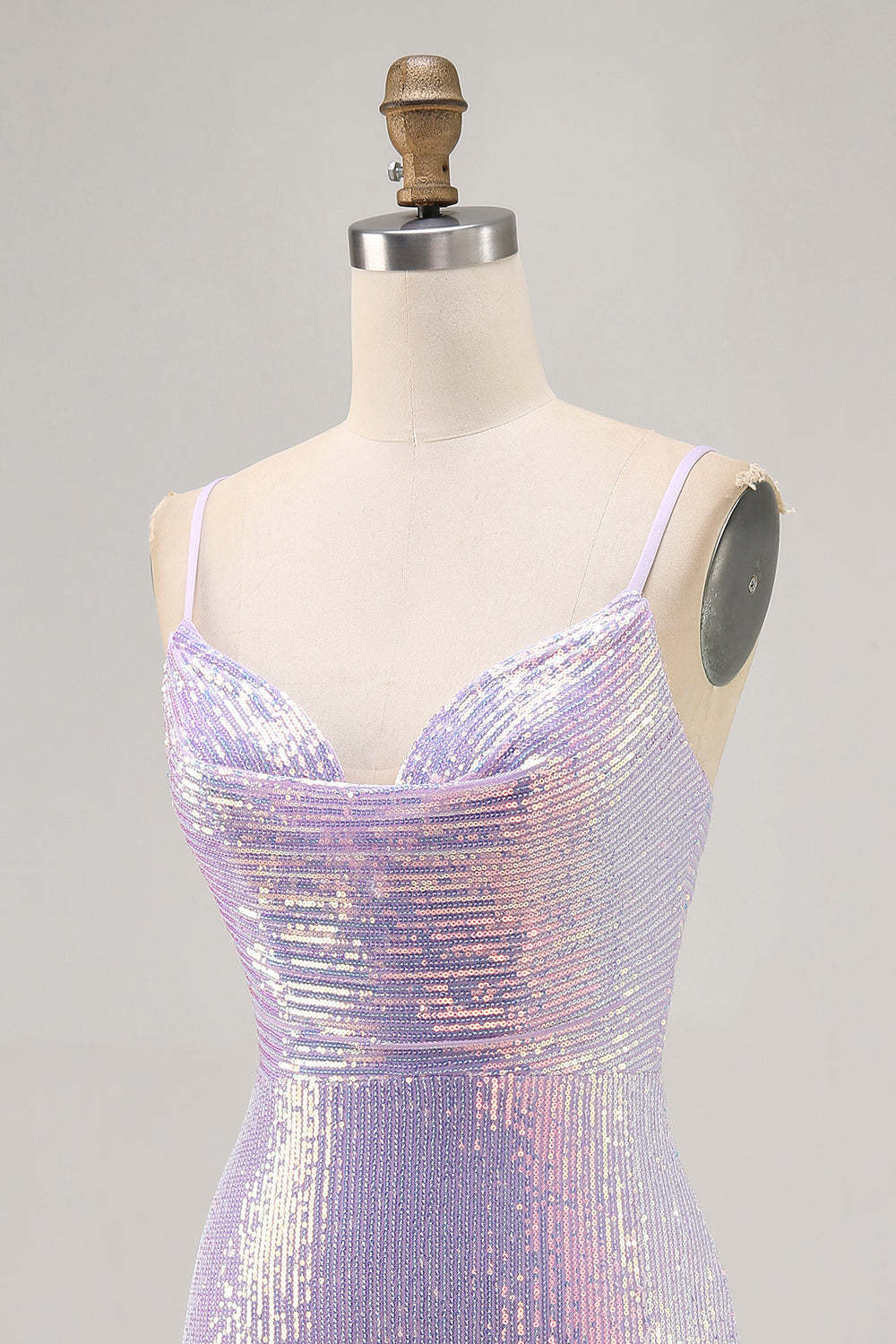 Sparkly Lilac Sequined Tight Backless Short Homecoming Dress