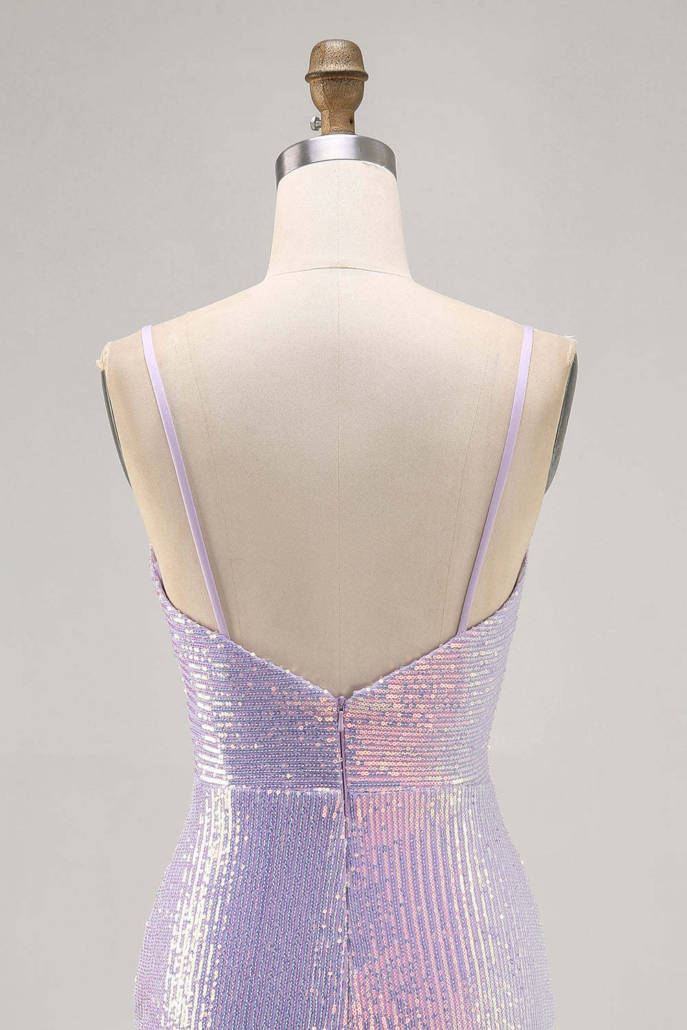 Sparkly Lilac Sequined Tight Backless Short Homecoming Dress
