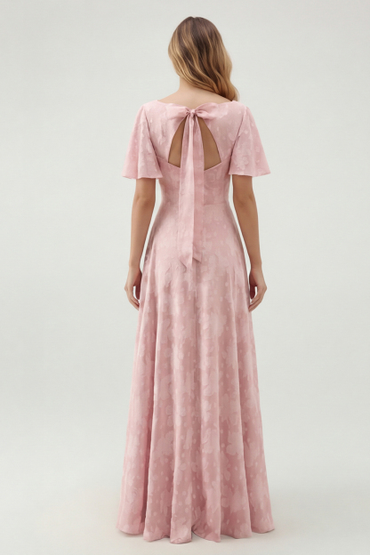 Sage Green Floral A Line V-Neck Maxi Wedding Guest Dress