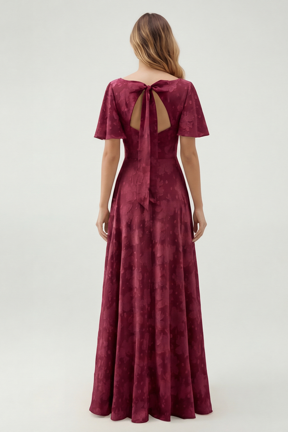 Sage Green Floral A Line V-Neck Maxi Wedding Guest Dress