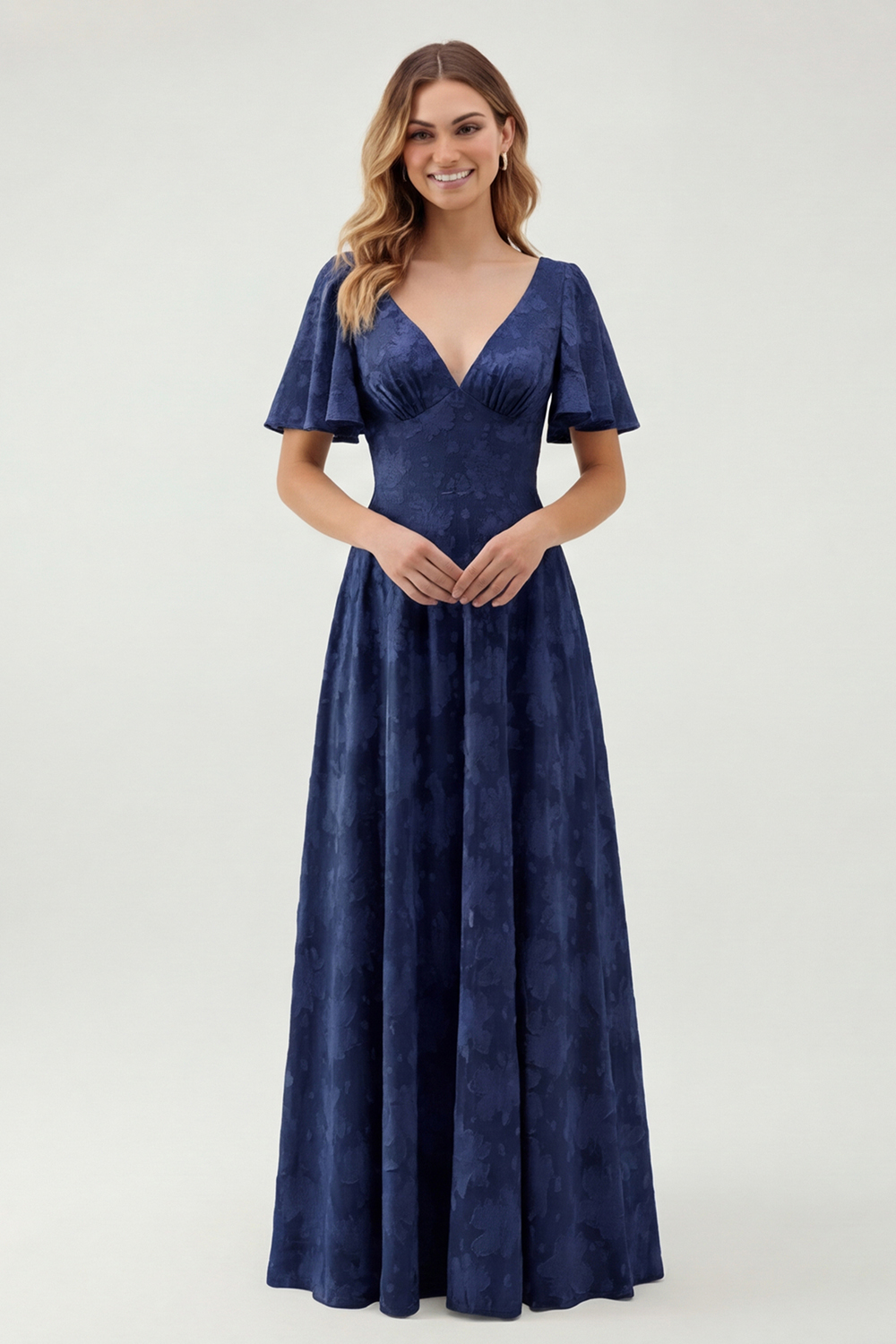 Sage Green Floral A Line V-Neck Maxi Wedding Guest Dress