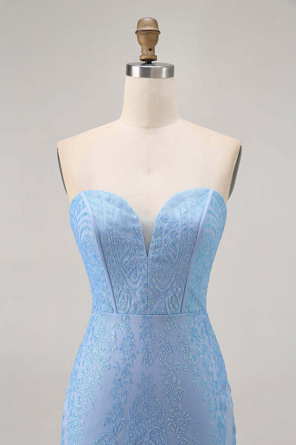 Sparkly Blue Corset Strapless Tight Short Homecoming Dress with Sequins
