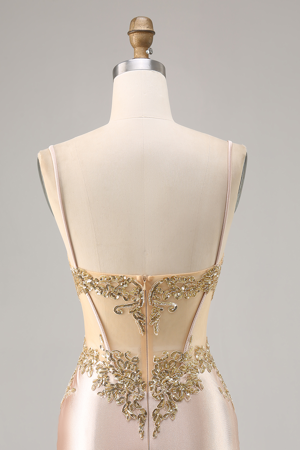 Sparkly Champagne Corset Ruched Tight Short Homecoming Dress with Sequins