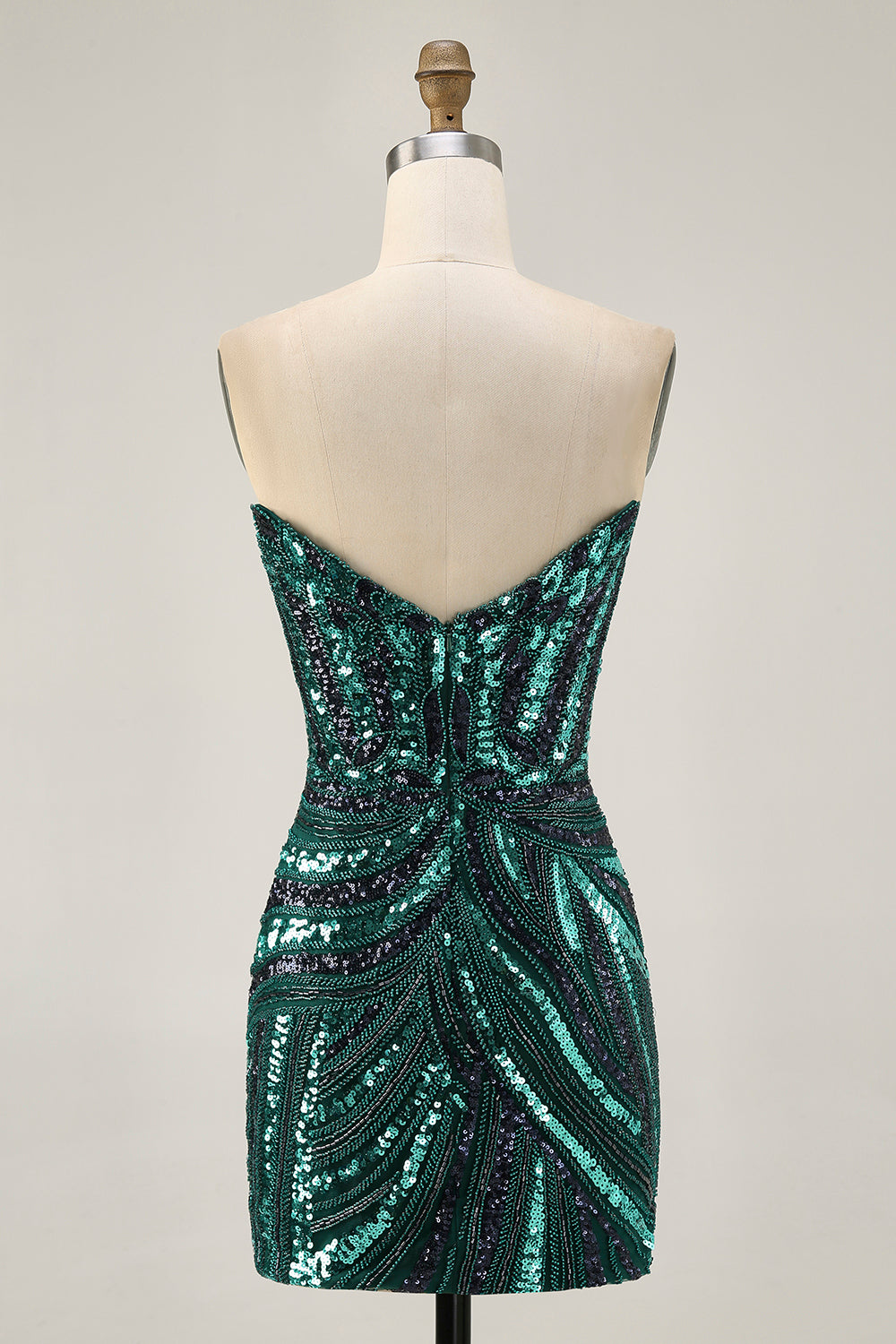 Sparkly Dark Green Tight Strapless Short Sequins Homecoming Dress