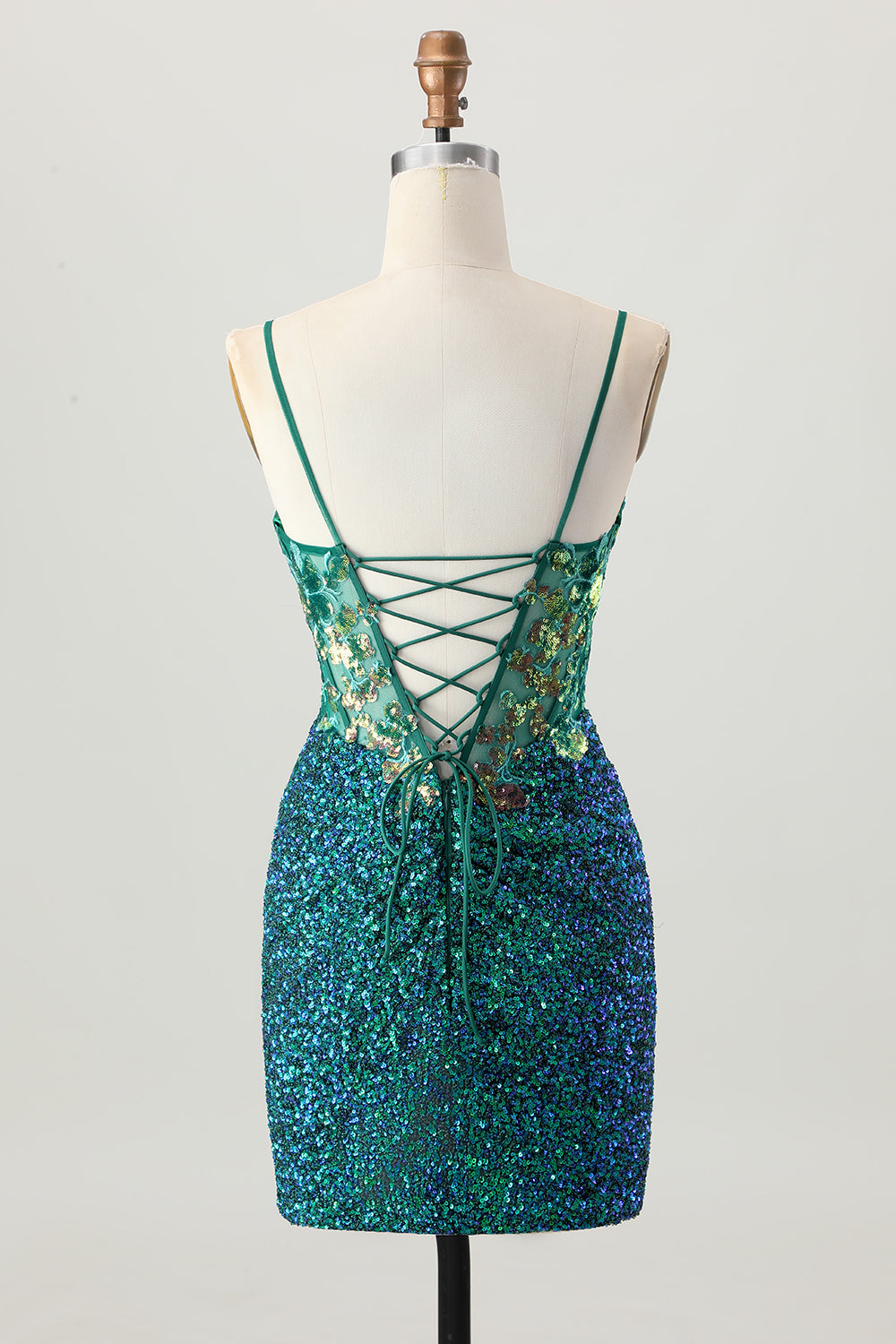 Dark Green Corset Sparkly Short Tight Homecoming Dress with Sequins
