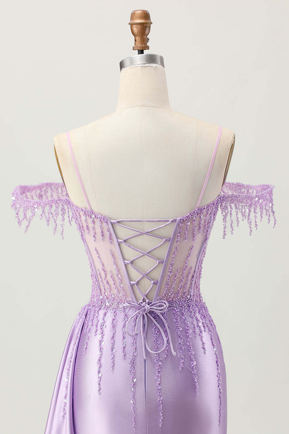 Sparkly Lilac Corset Cold Shoulder Short Tight Homecoming Dress with Sequins