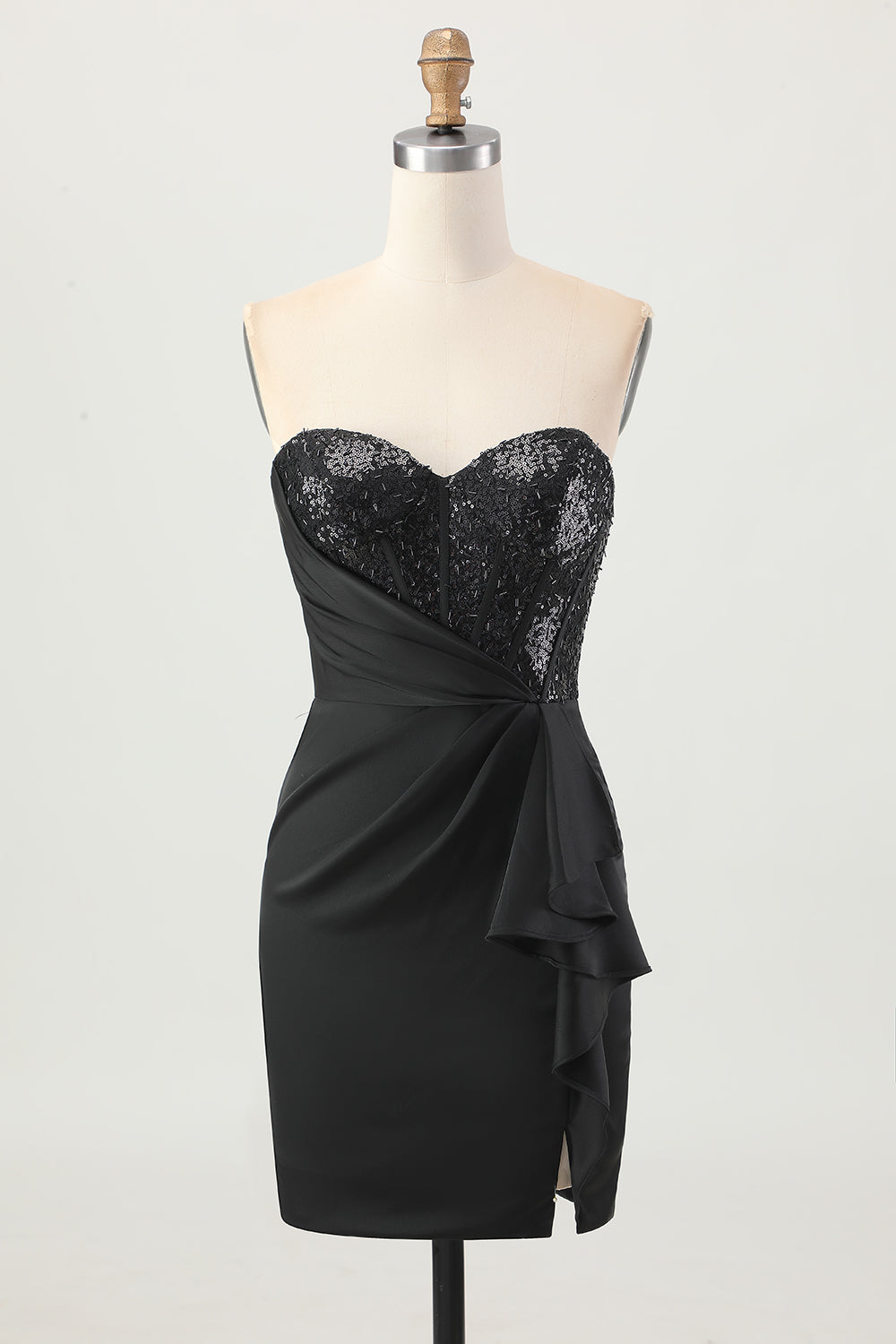 Sparkly Black Corset Sweetheart Tight Short Homecoming Dress with Sequins