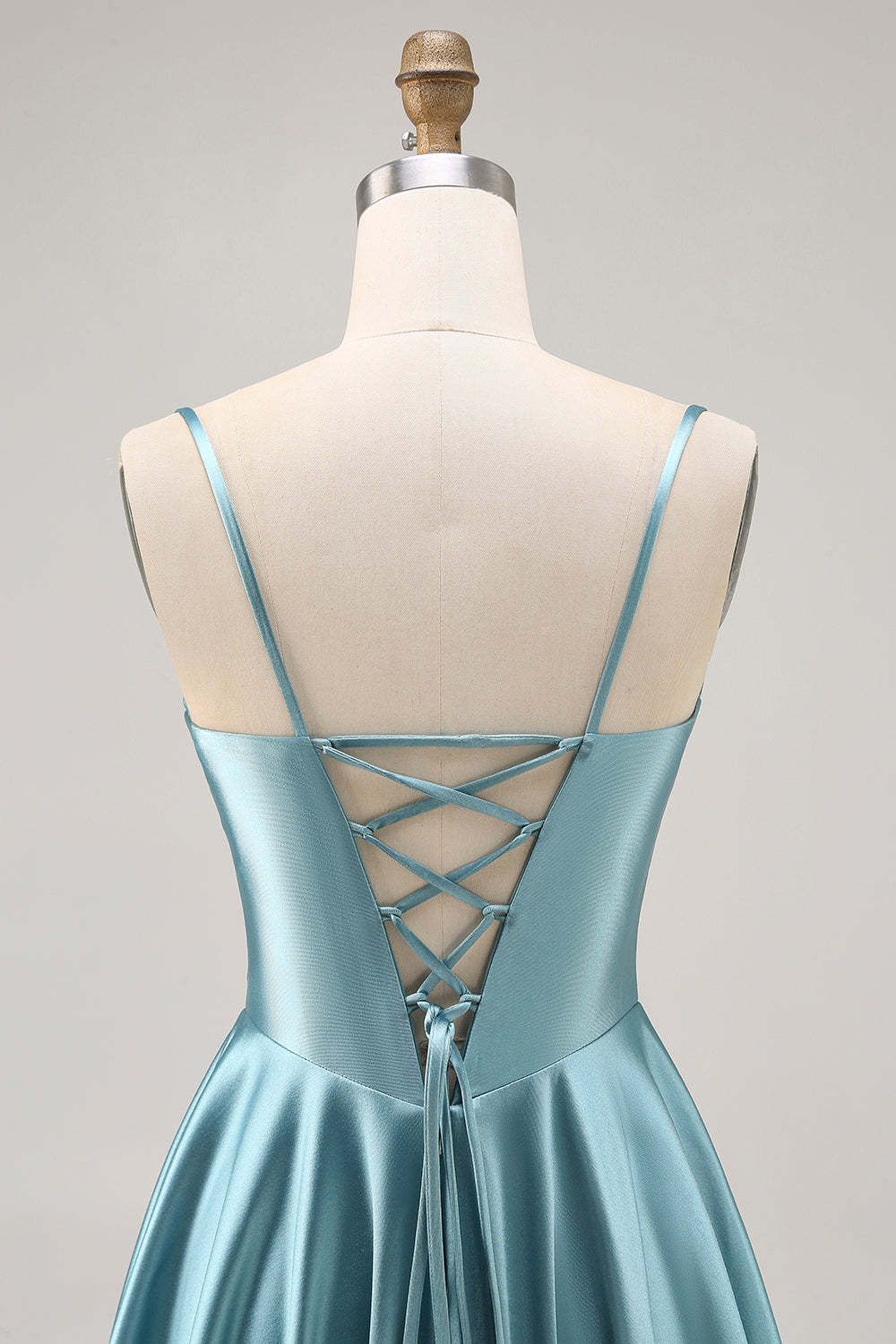 Grey Green A Line Satin Ruched A Line Short Corset Homecoming Dress