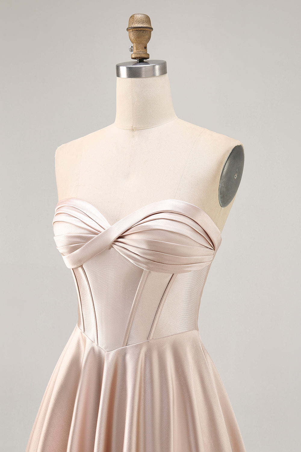 Satin Champagne Sweetheart Short Corset Homecoming Dress