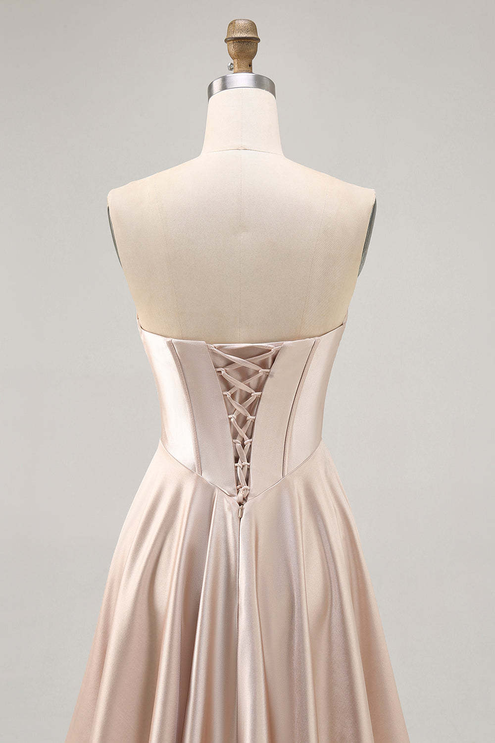 Satin Champagne Sweetheart Short Corset Homecoming Dress