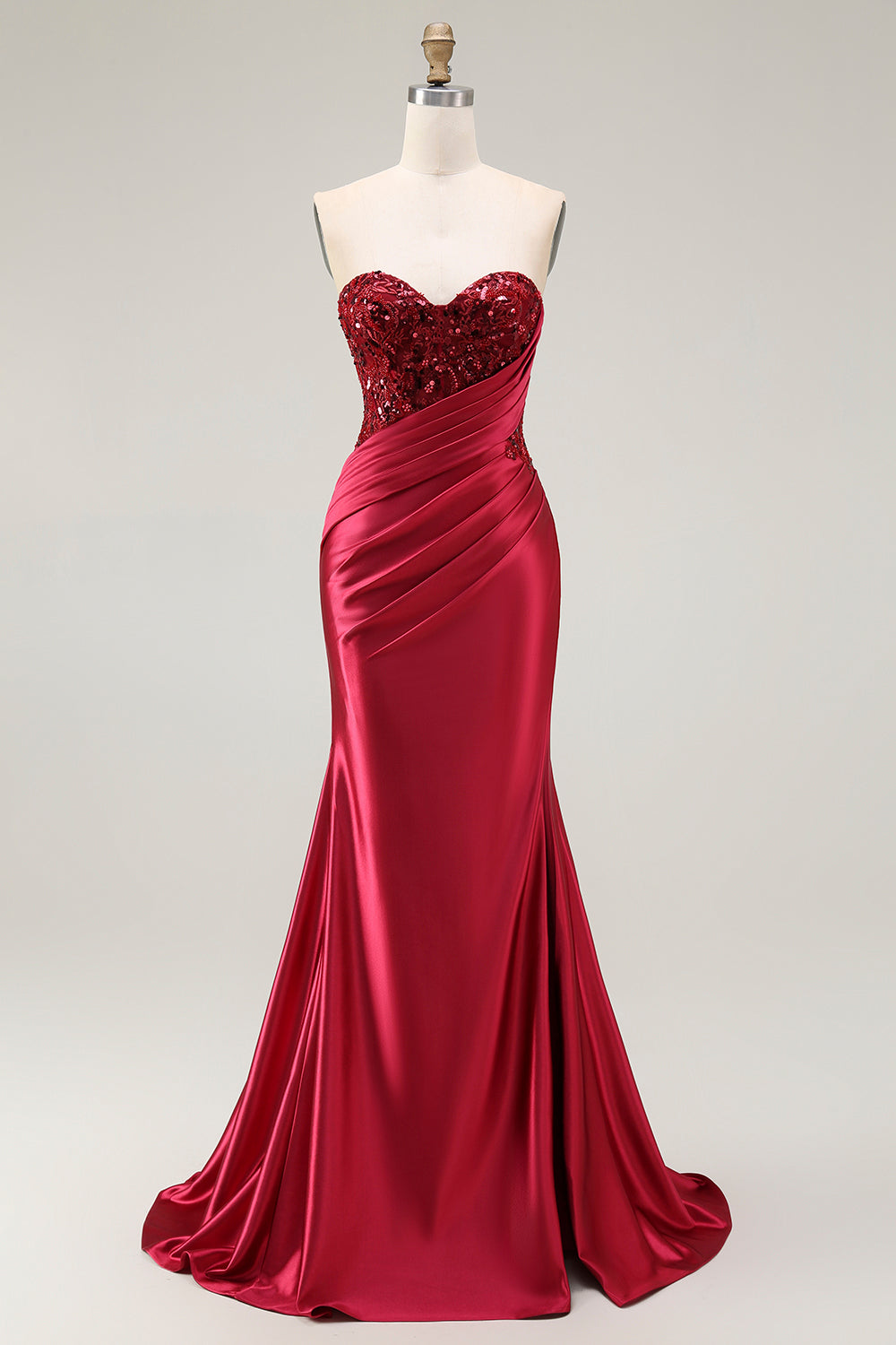 Sparkly Red Mermaid Sweetheart Long Prom Dress with Sequins