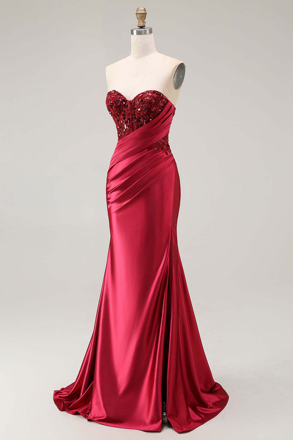 Sparkly Red Mermaid Sweetheart Long Prom Dress with Sequins