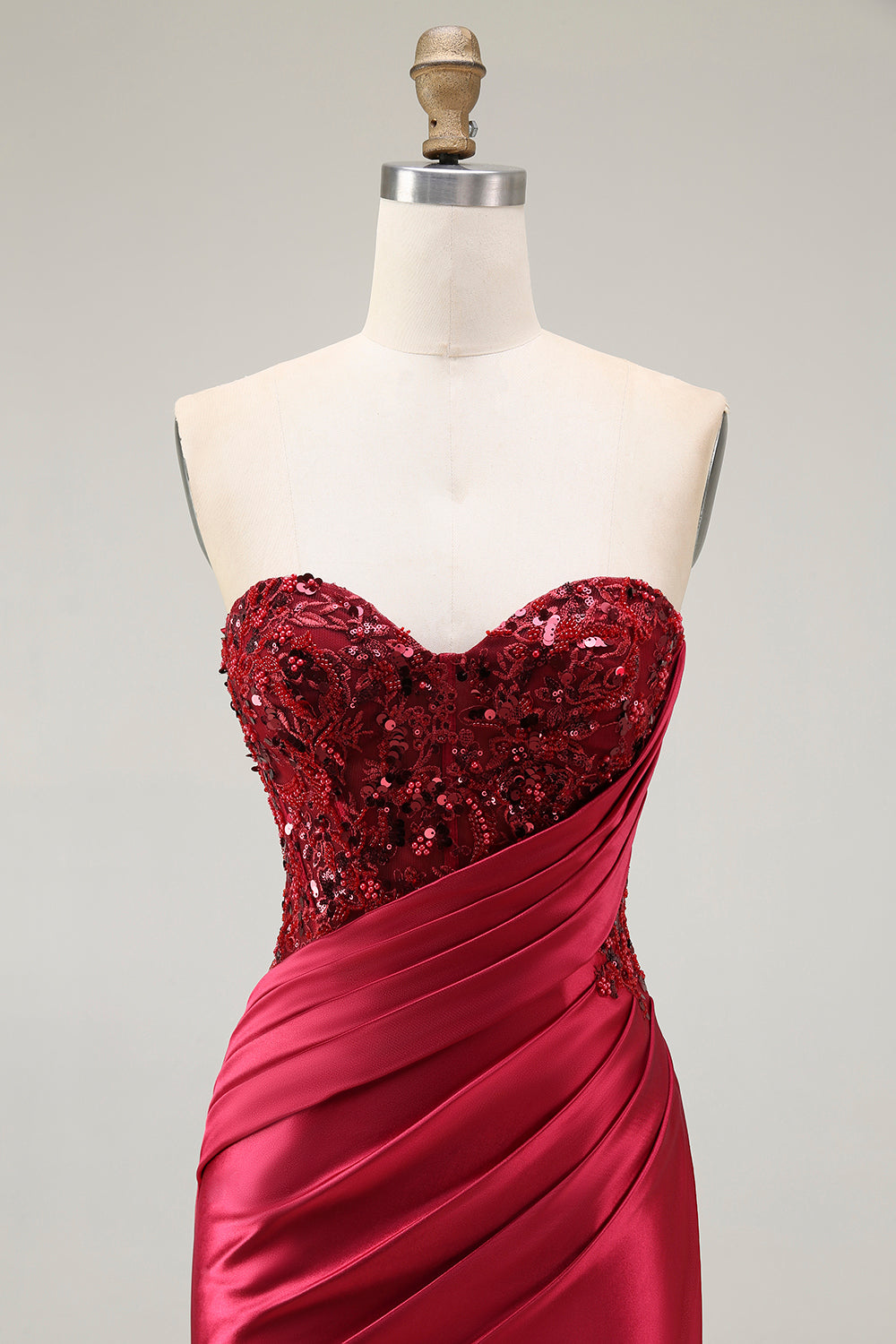Sparkly Red Mermaid Sweetheart Long Prom Dress with Sequins