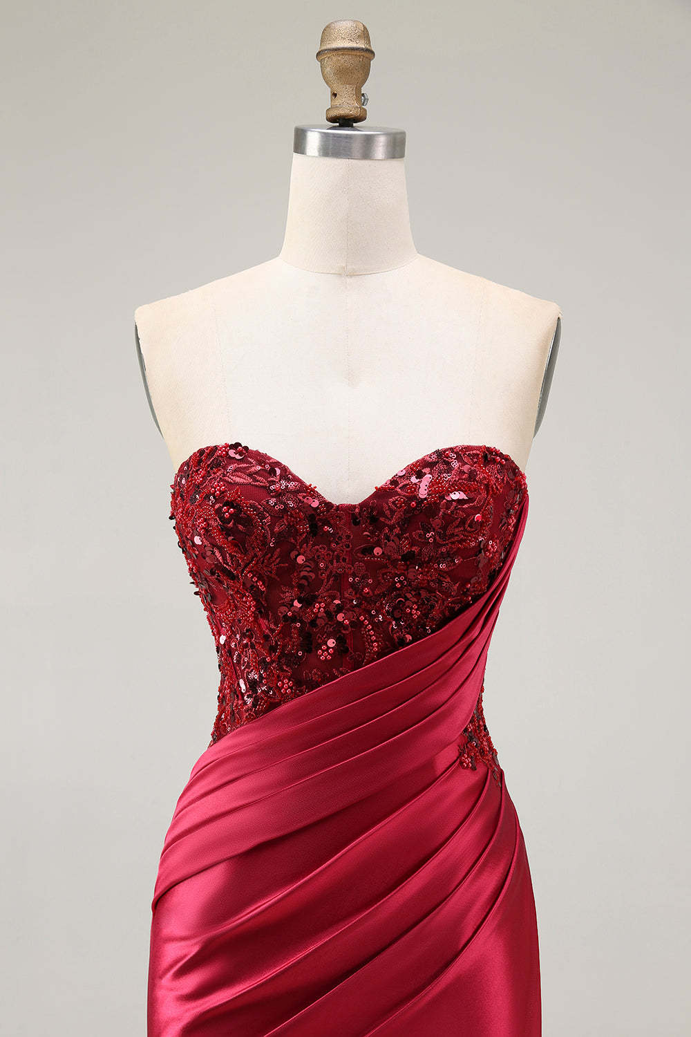 Sparkly Red Mermaid Sweetheart Long Prom Dress with Sequins