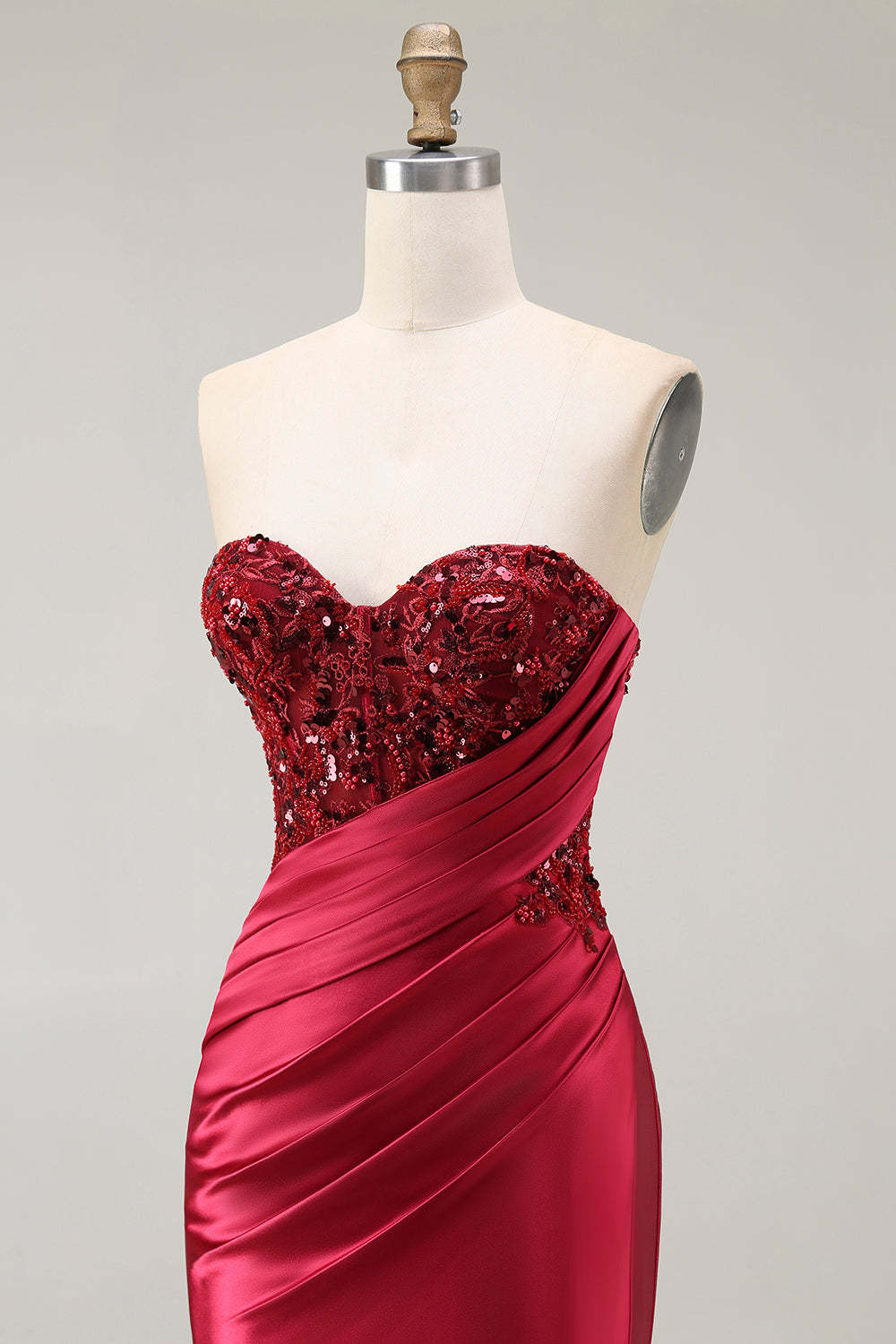 Sparkly Red Mermaid Sweetheart Long Prom Dress with Sequins