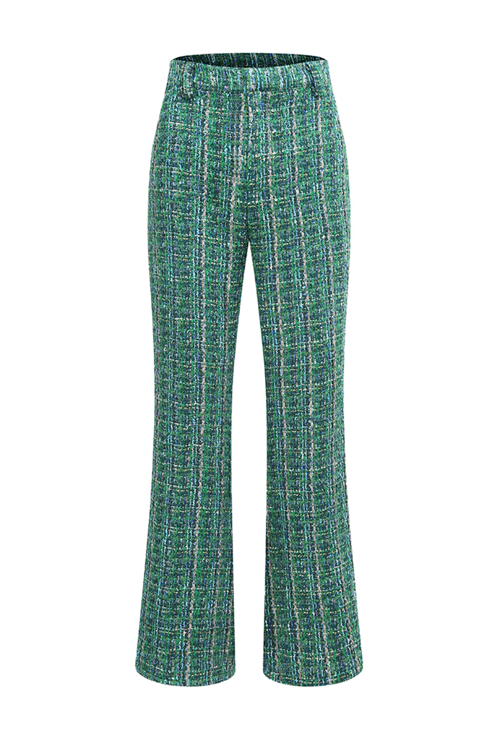 2 Piece Dark Green Tweed Plaid Women Prom Suits