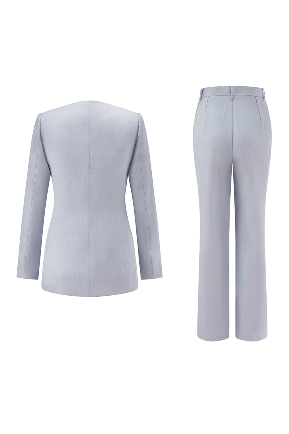 Grey Blue Shawl Lapel 2 Piece Women Prom Suits with Lace