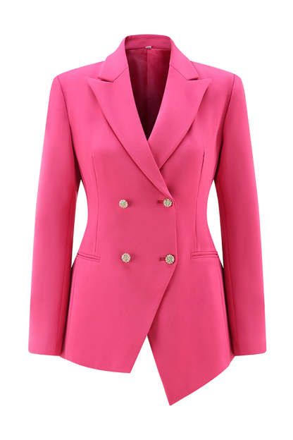 Fuchsia Double Breasted 2 Piece Women Prom Suits