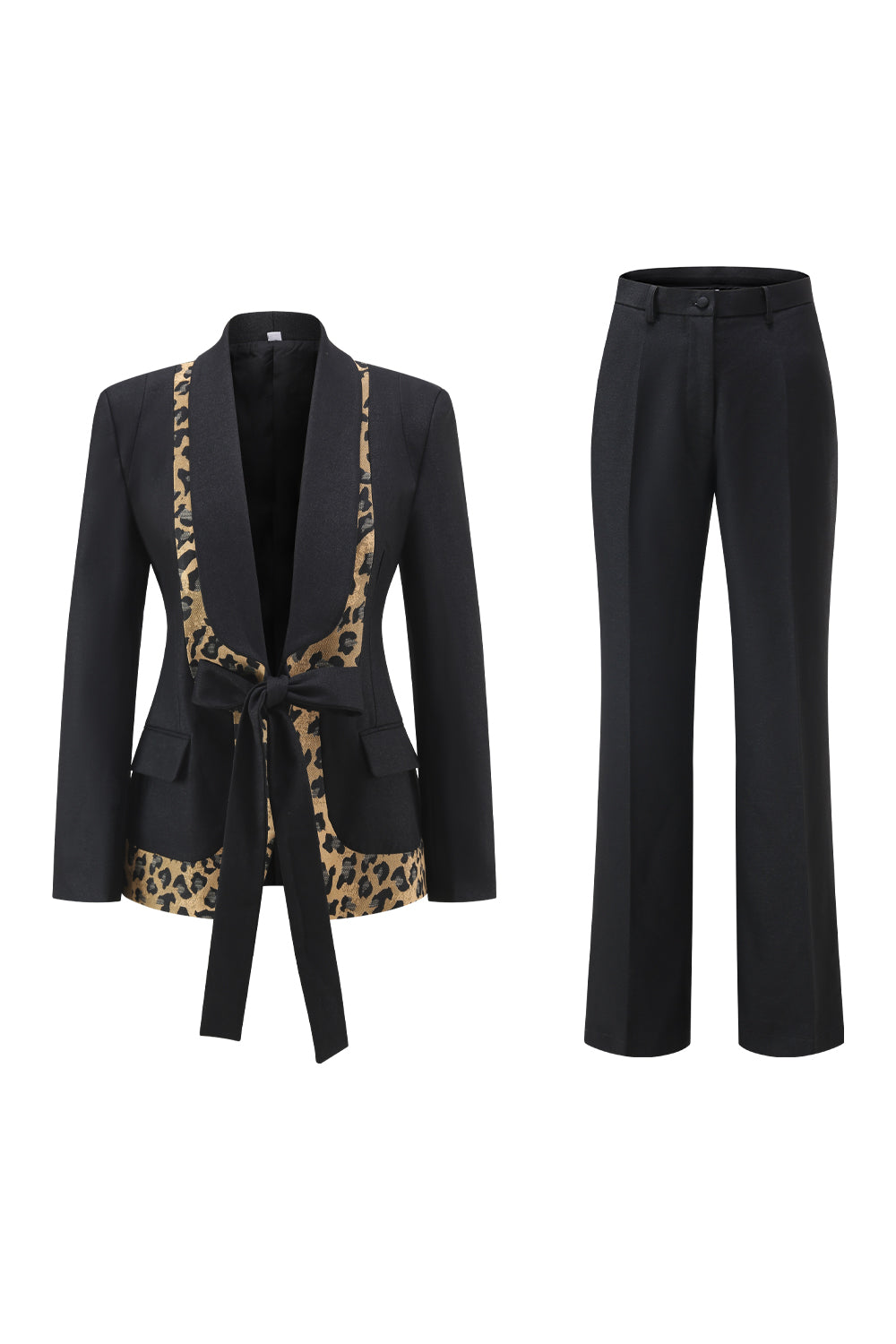 Black 2 Piece Shawl Lapel Women Prom Suits with Bow