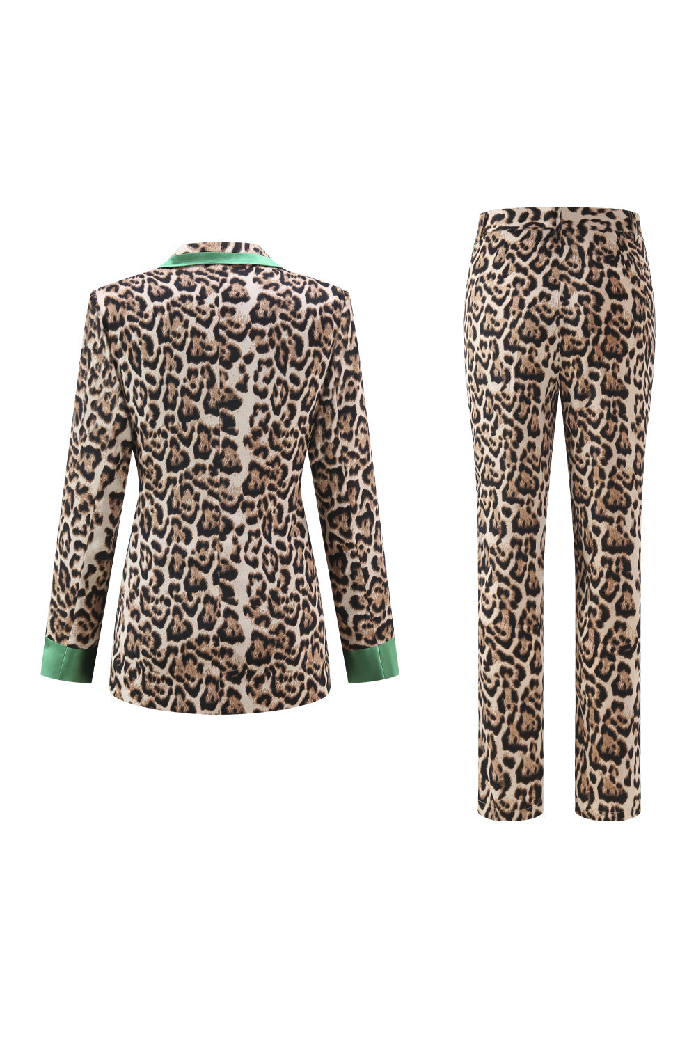 Coffee Leopard 2 Piece Peak Lapel Women Prom Suits