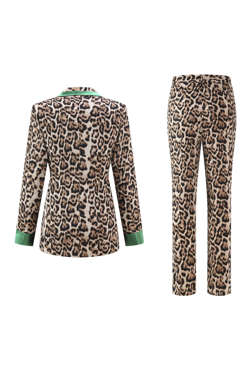 Coffee Leopard 2 Piece Peak Lapel Women Prom Suits